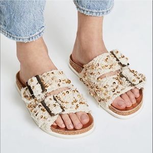 Free People✨Bali Shag Boho Sequined Cork Sandals